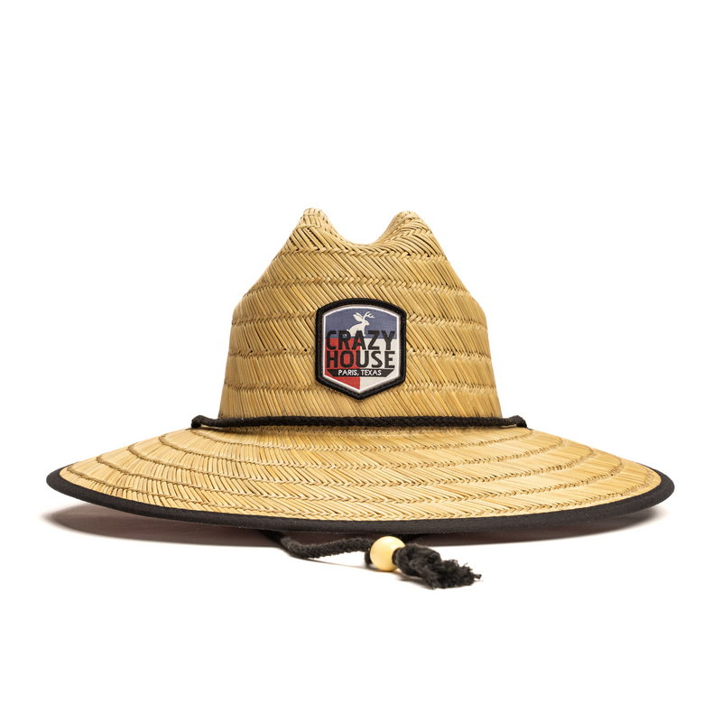 Crazy House Straw Hat With Flag Patch - Crazy House Western Wear