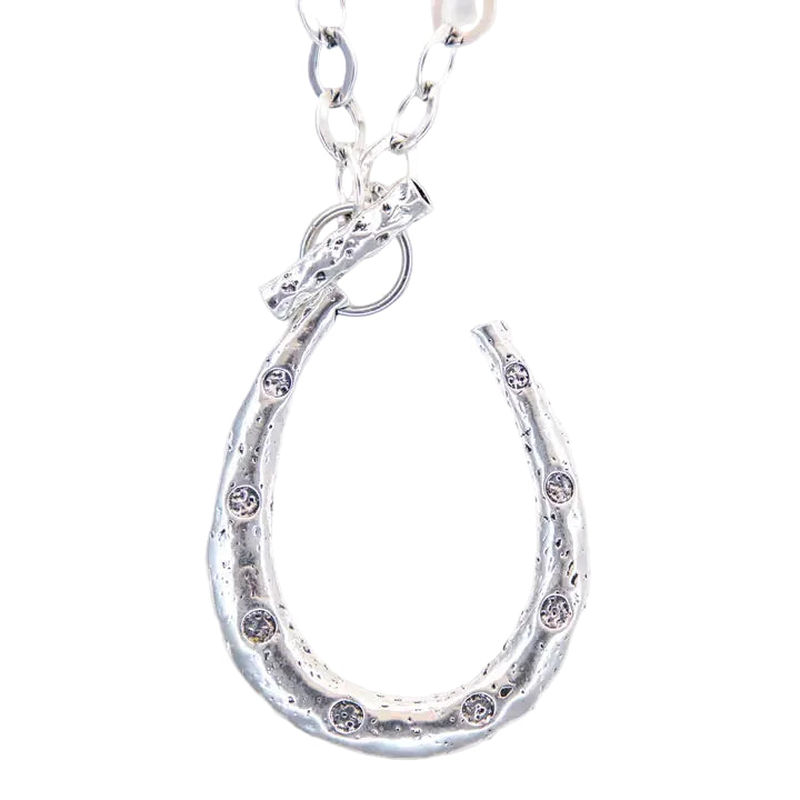 Women's West & Co 34" Silver Chain Necklace with Large Horseshoe Pendant N1513HRS
