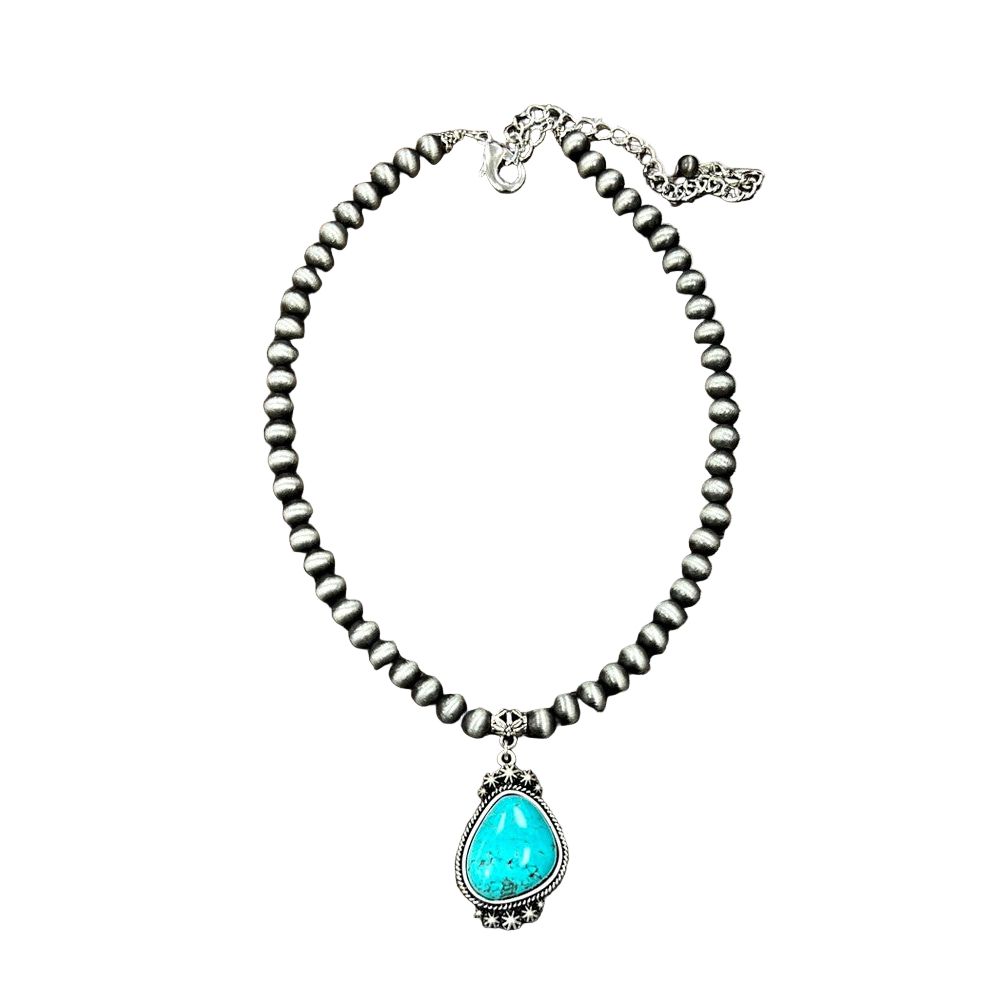 Women's Isac 16" Long Navajo Pearl Turquoise Necklace 