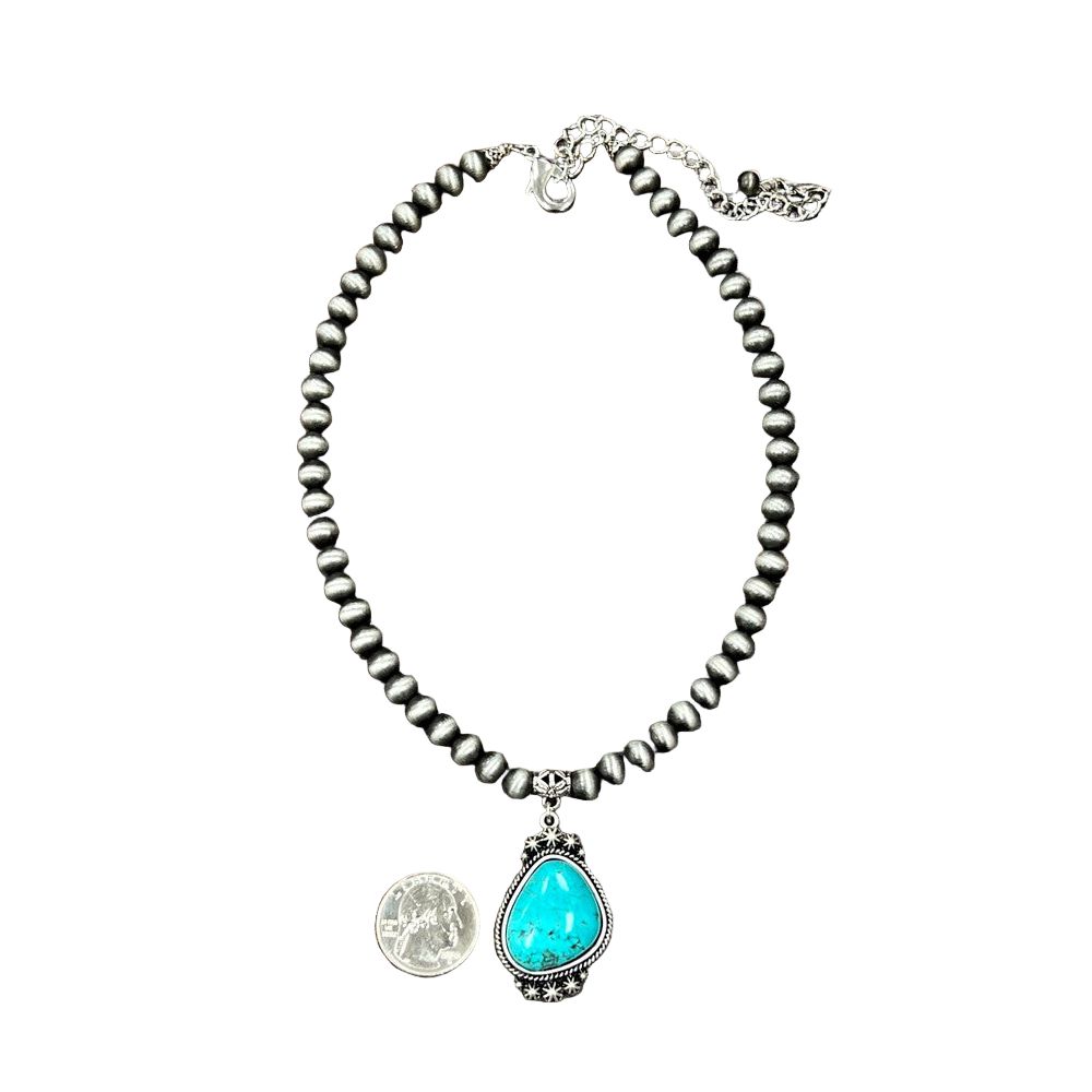 Women's Isac 16" Long Navajo Pearl Turquoise Necklace 