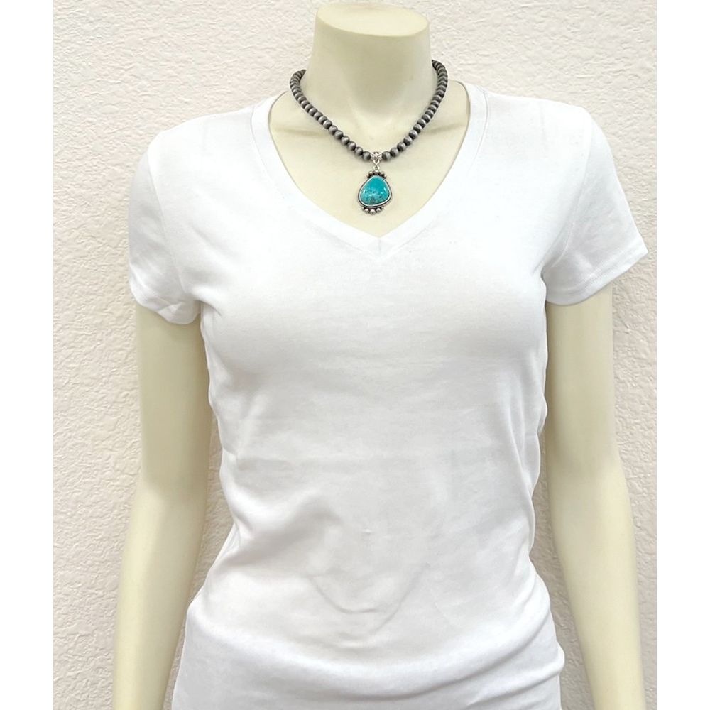 Women's Isac 16" Long Navajo Pearl Turquoise Necklace 