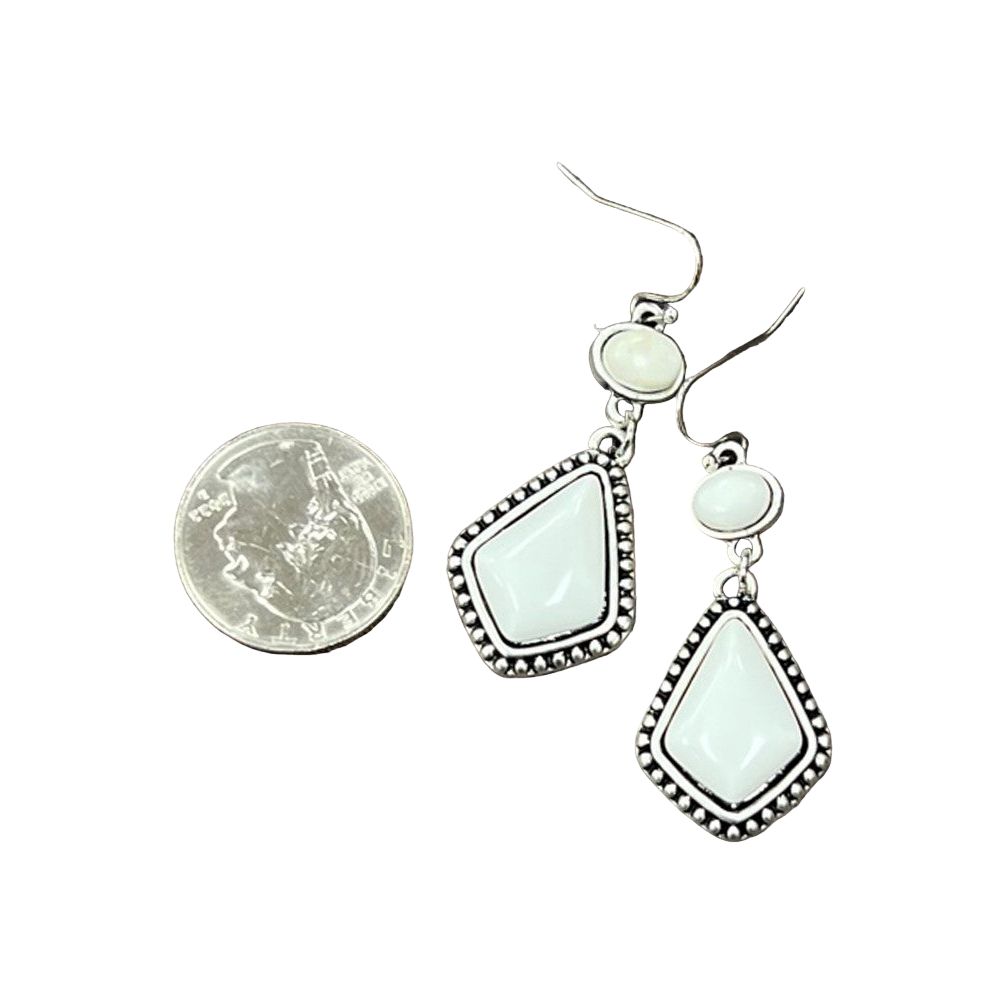 Women's Isac 1.6" Long Arrowhead White Turquoise Earrings 