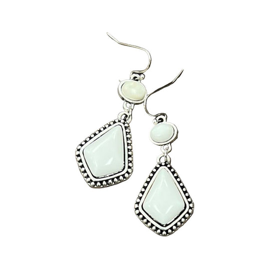 Women's Isac 1.6" Long Arrowhead White Turquoise Earrings 
