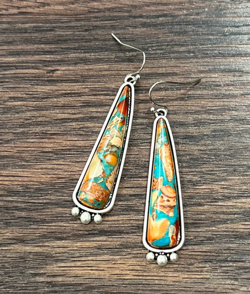 Isac Women's big 2" Western Gemstone Earrings 