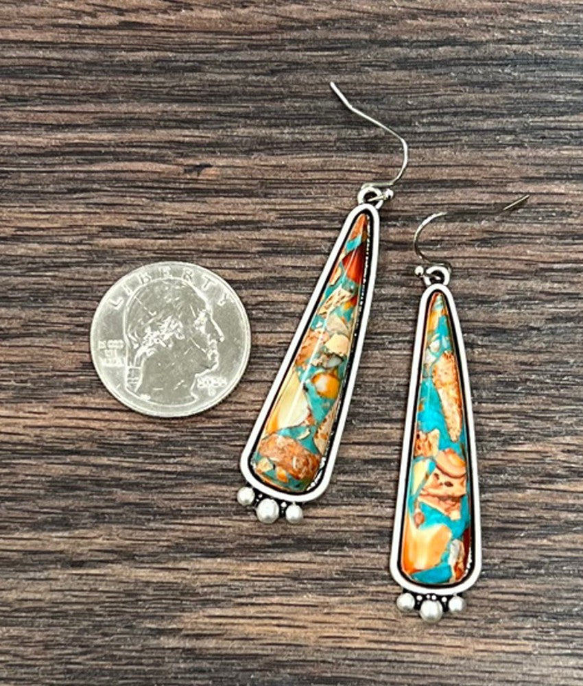 Isac Women's big 2" Western Gemstone Earrings 