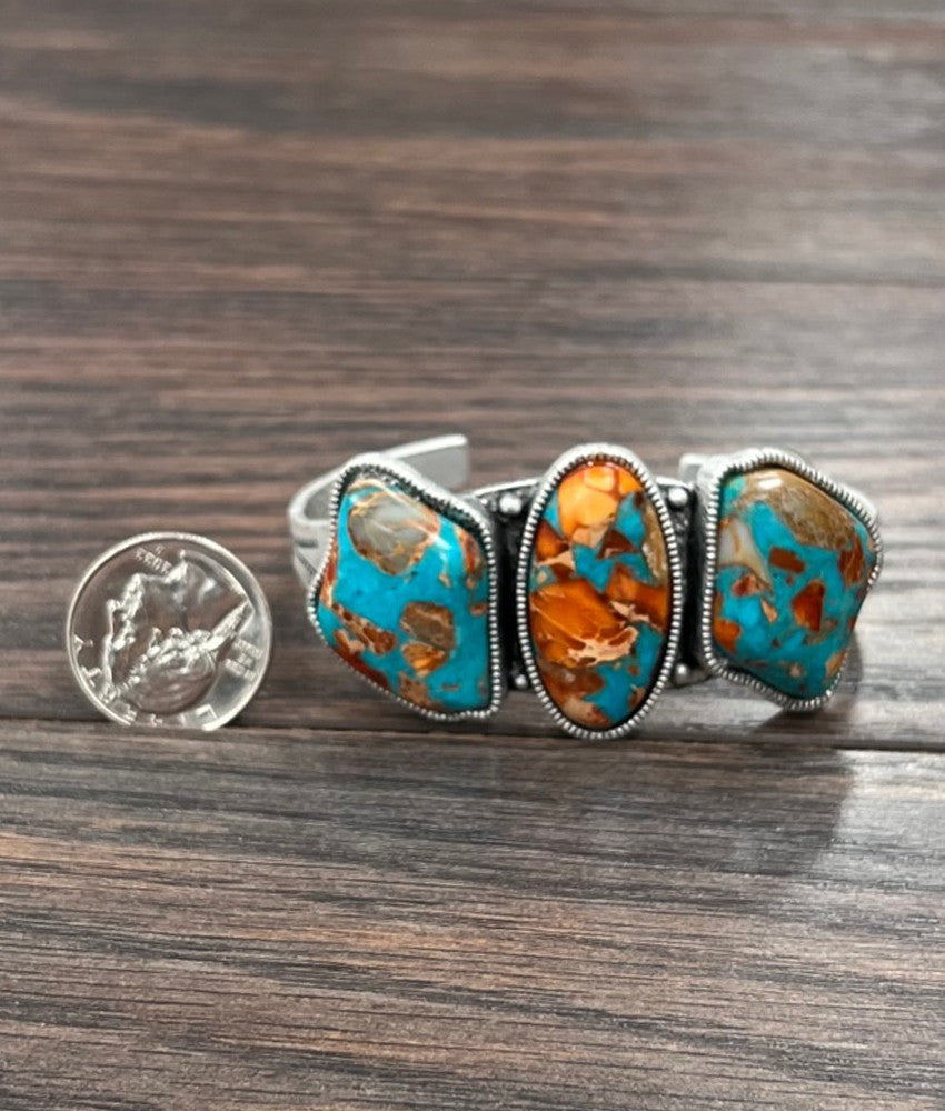 Isac Women's Big Western Gemstone Cuff Bracelet  