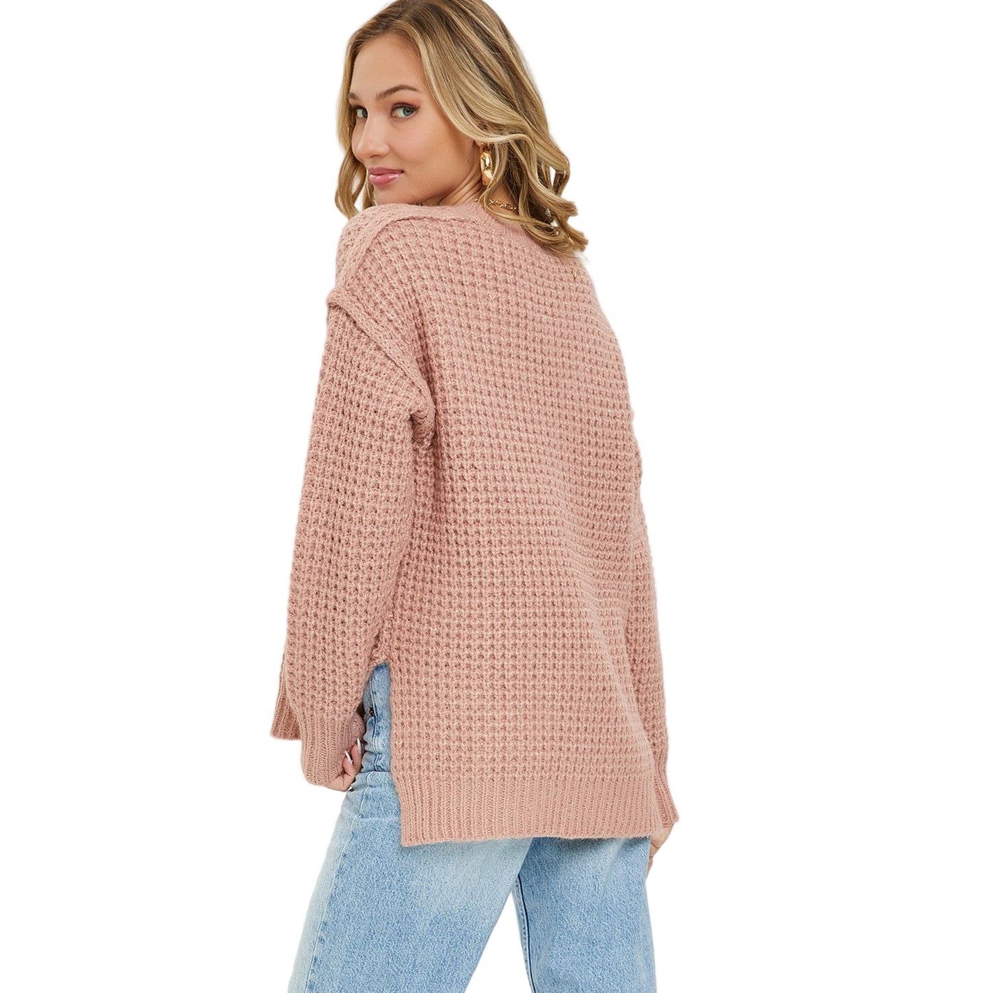 Women's Soft Chunky Knit Sweater SW1539-MAUVE