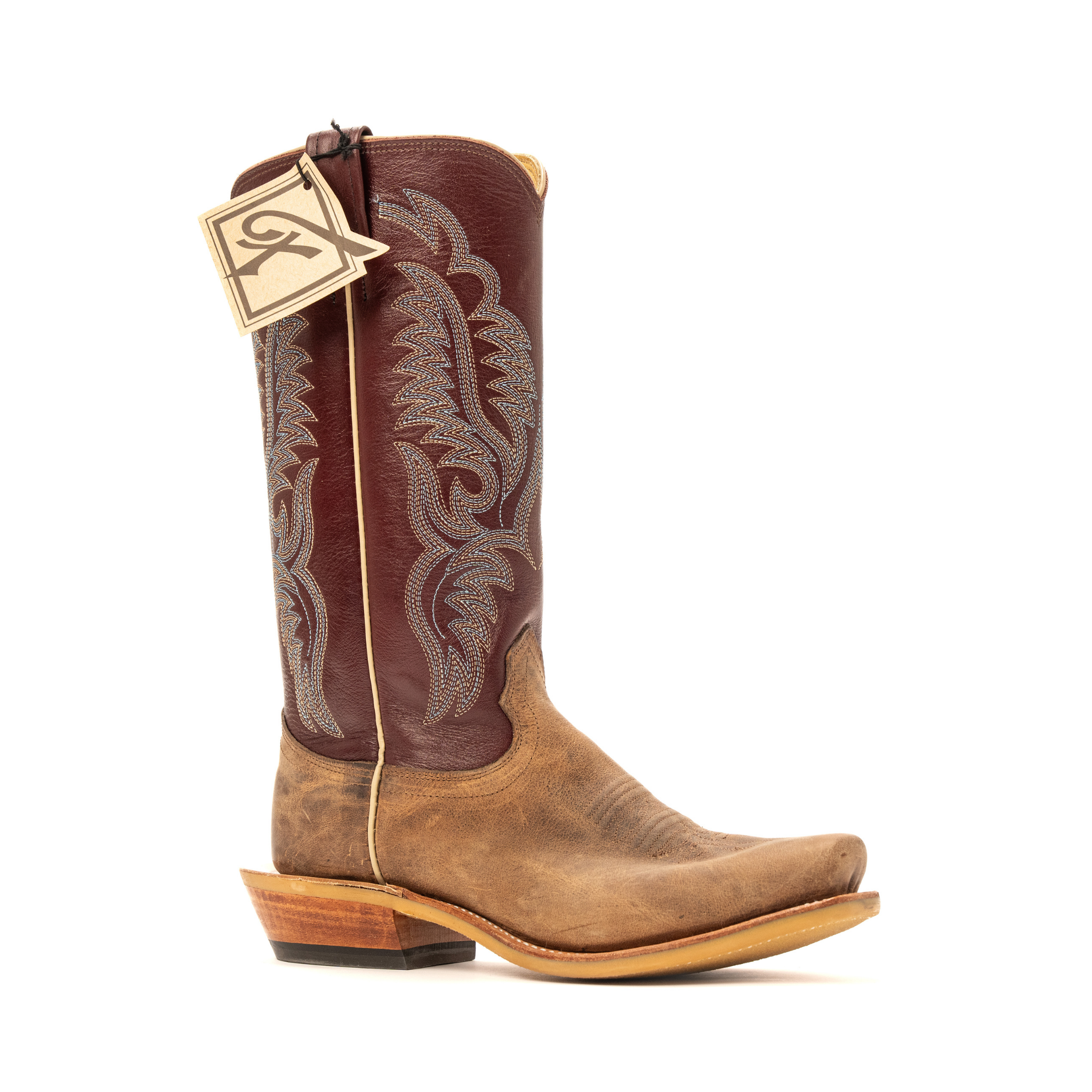 Men's Fenoglio Brown Mezkite with 13" Burgundy Top FB00101116 - Crazy House Western Wear