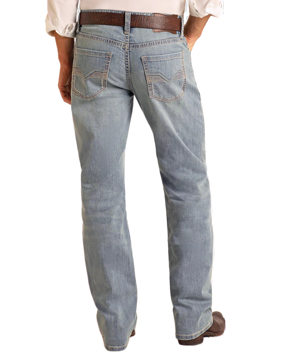 Men's Rock and Roll Denim Relaxed Fit Embroidery Straight Leg Jeans BM0SD06125