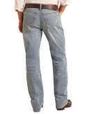 Men's Rock and Roll Denim Relaxed Fit Embroidery Straight Leg Jeans BM0SD06125