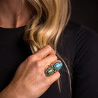 Women's West & Co Green Teardrop and Oval Two Stone Ring R293TQGRN