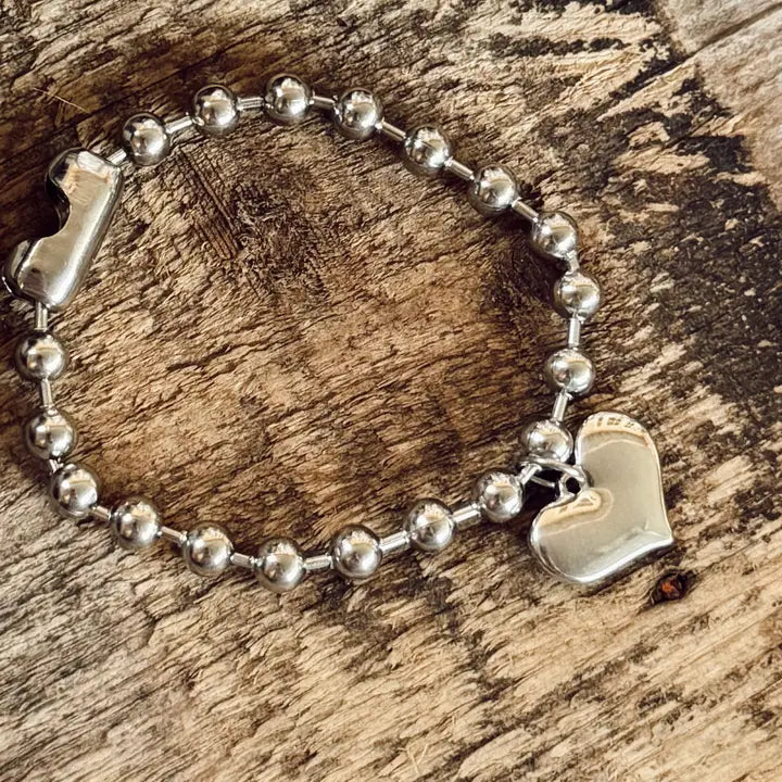 Women's Stainless Steel Heart Charm Bracelet 