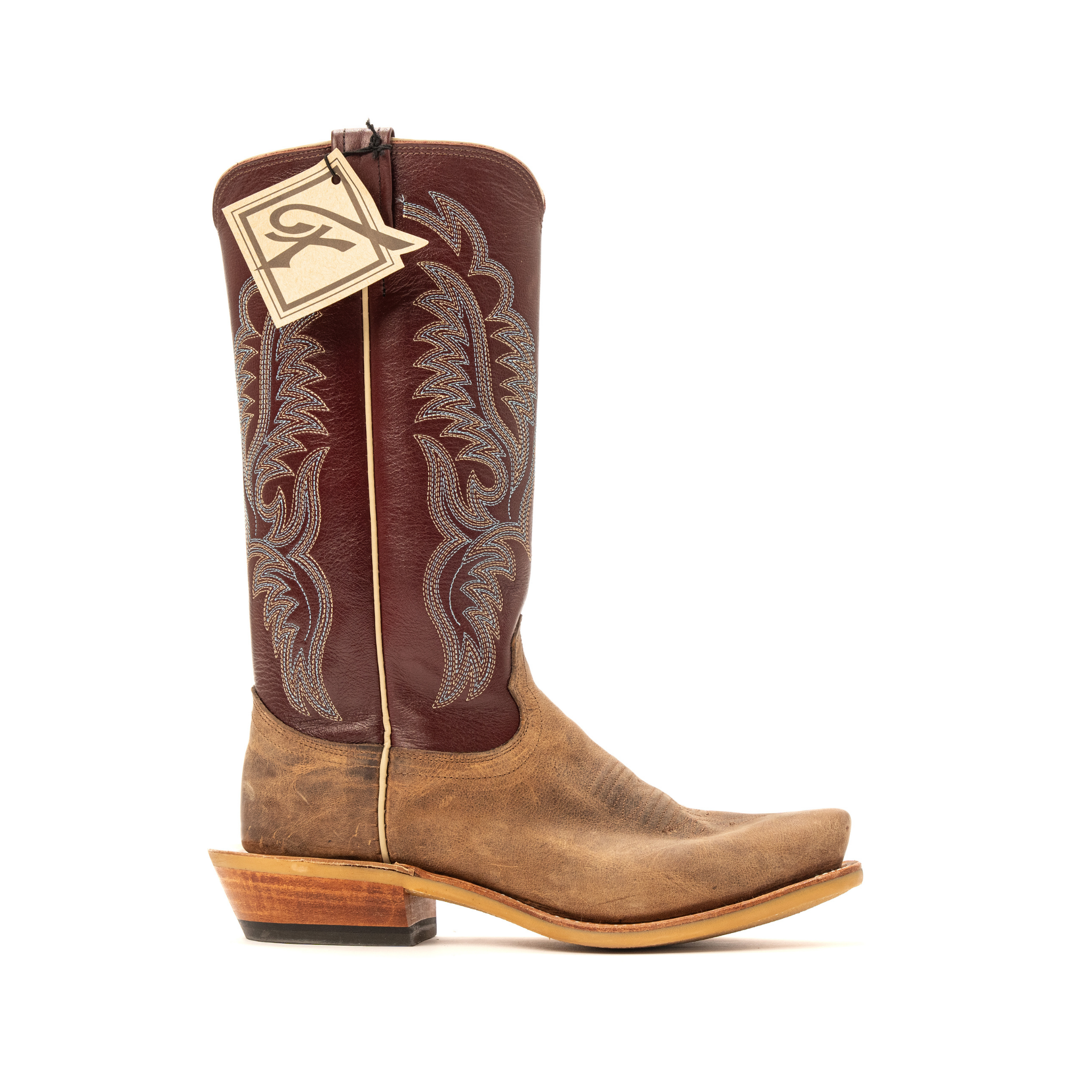 Men's Fenoglio Brown Mezkite with 13" Burgundy Top FB00101116 - Crazy House Western Wear