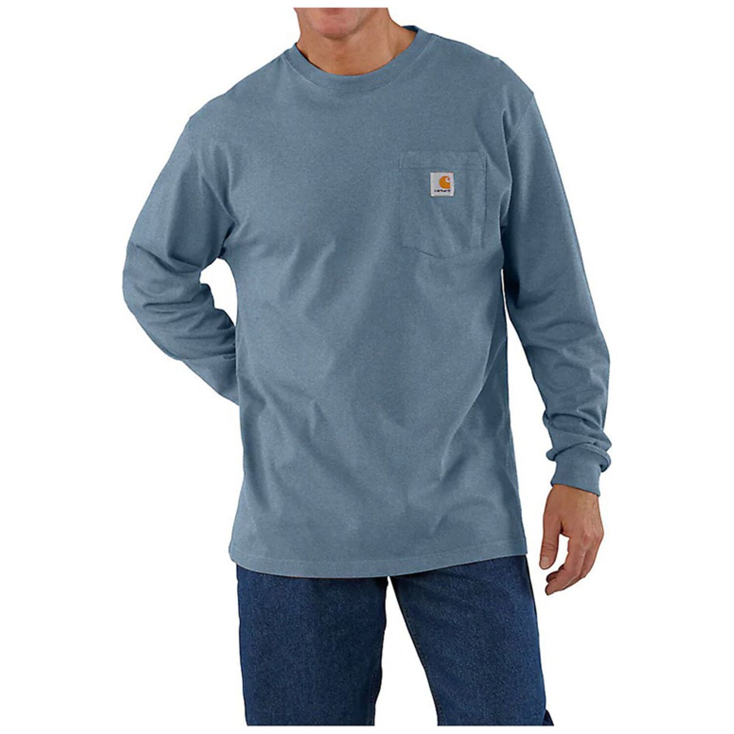 Men's Carhartt Loose Fit Long Sleeve Pocket T-shirt - Blue K126-HH5 - Crazy House Western Wear