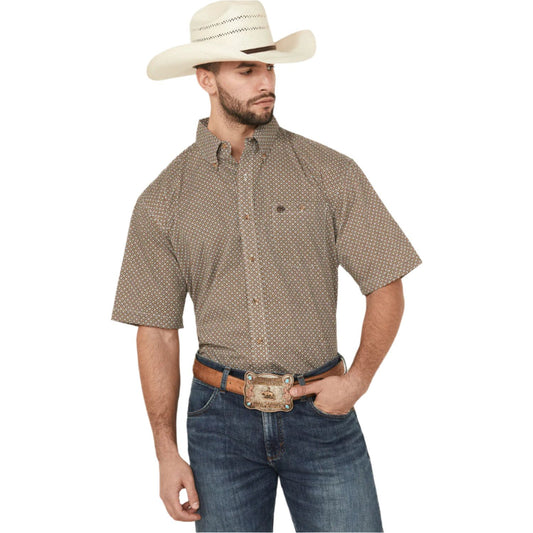 Men's Wrangler Geo Print Short Sleeve Button-Down Stretch Western Shirt 112366982