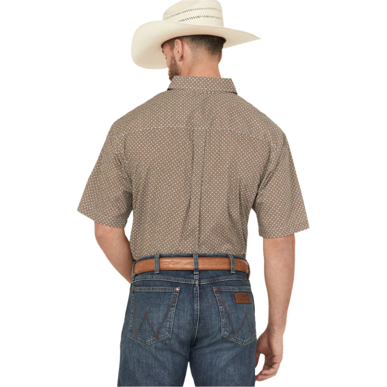 Men's Wrangler Geo Print Short Sleeve Button-Down Stretch Western Shirt 112366982 - Crazy House Western Wear