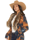 Women's Panhandle Slim Women's Fur Southwestern Print Cardigan LW95T07933