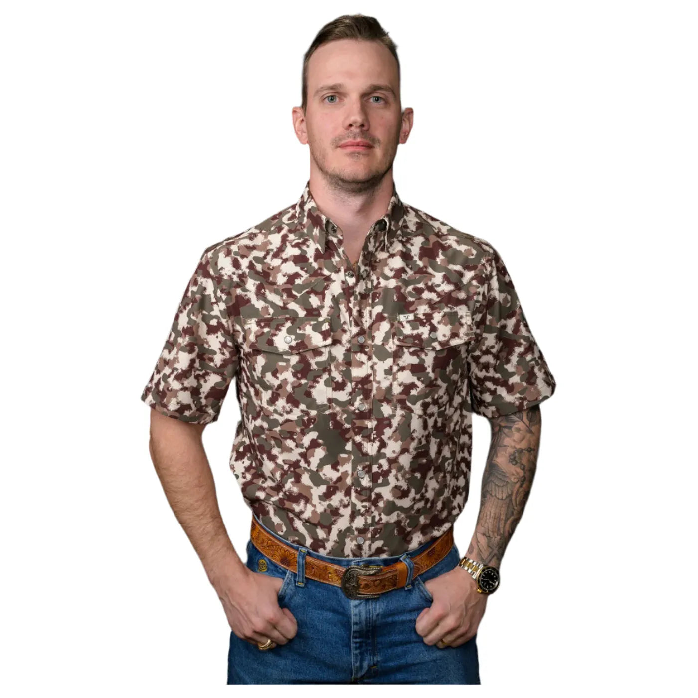 Men's Ferrell Camo Lite Short Sleeve Snap FPS1002583 - Crazy House Western Wear