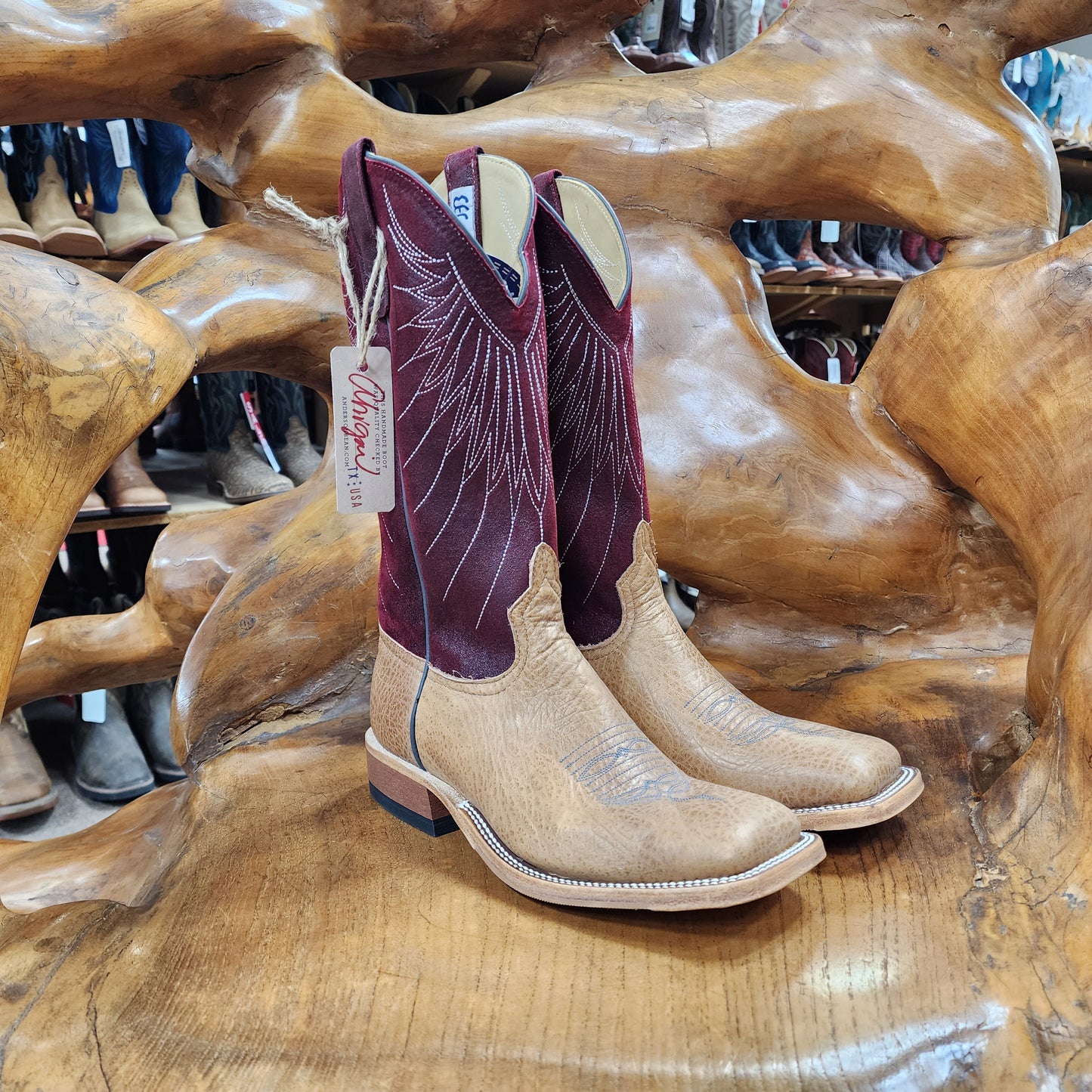 Anderson Bean Tan Bull Shoulder with 13" Cherry Mendocino Tops