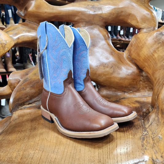 Anderson Bean Brown Mule with 10" Blue Sinsation Tops