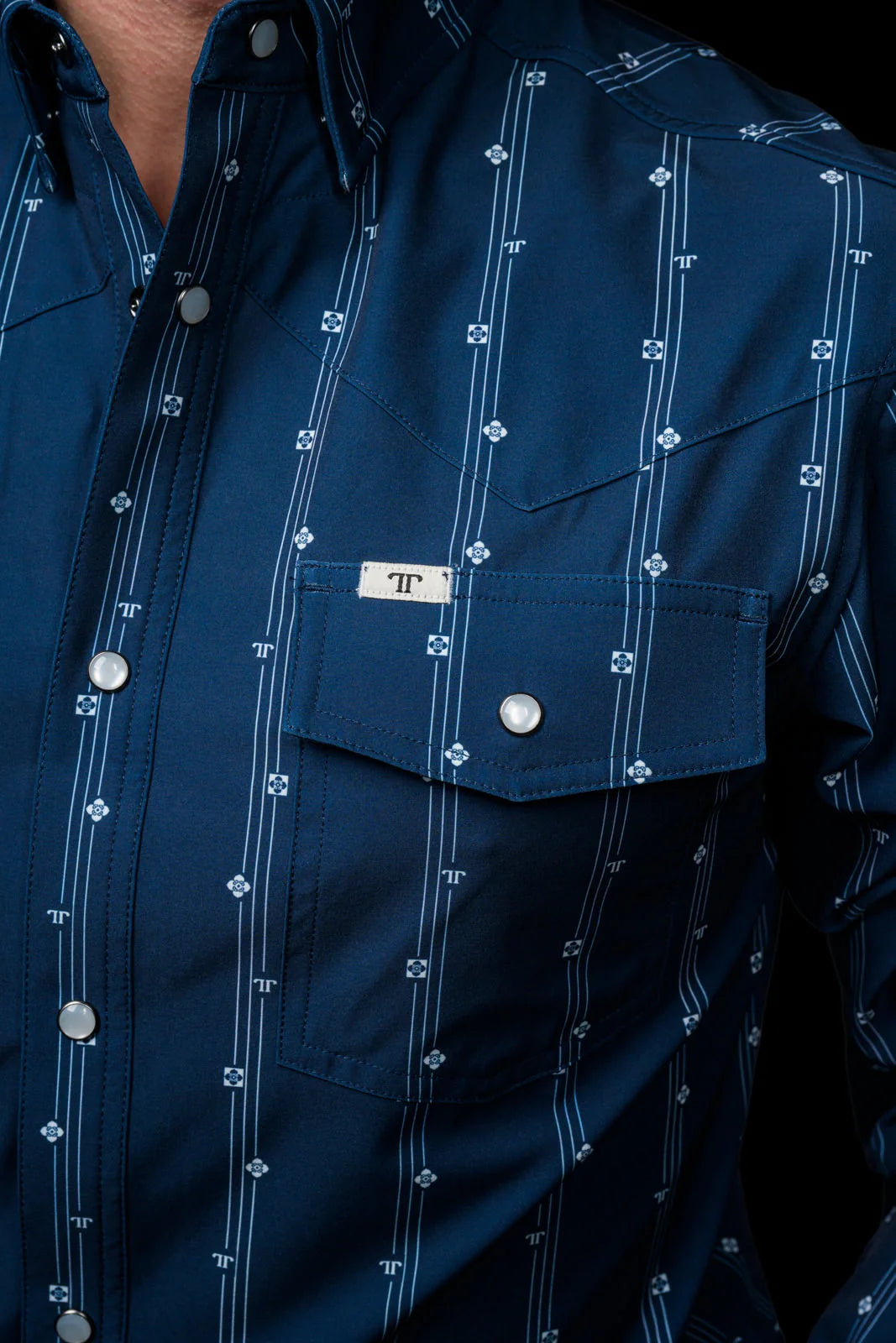 Ferrell Men's Blue "The Kaden" Long Sleeve Pearl Snap Shirt FPL1026153