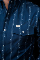 Ferrell Men's Blue "The Kaden" Long Sleeve Pearl Snap Shirt FPL1026153