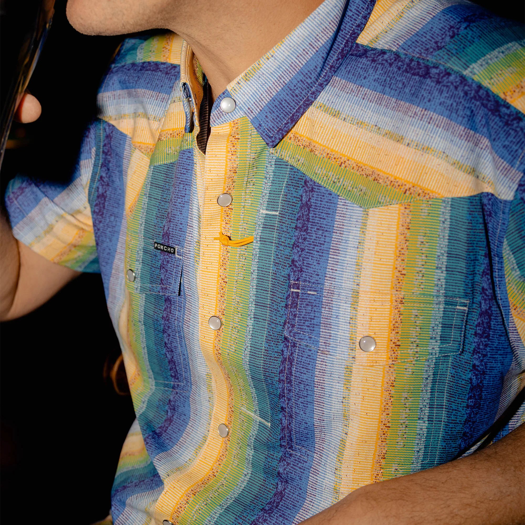 Men's Poncho The Gris Gris Short Sleeve Snap Shirt 