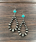 Isac Women's 3" Western Bead Turquoise Earrings 