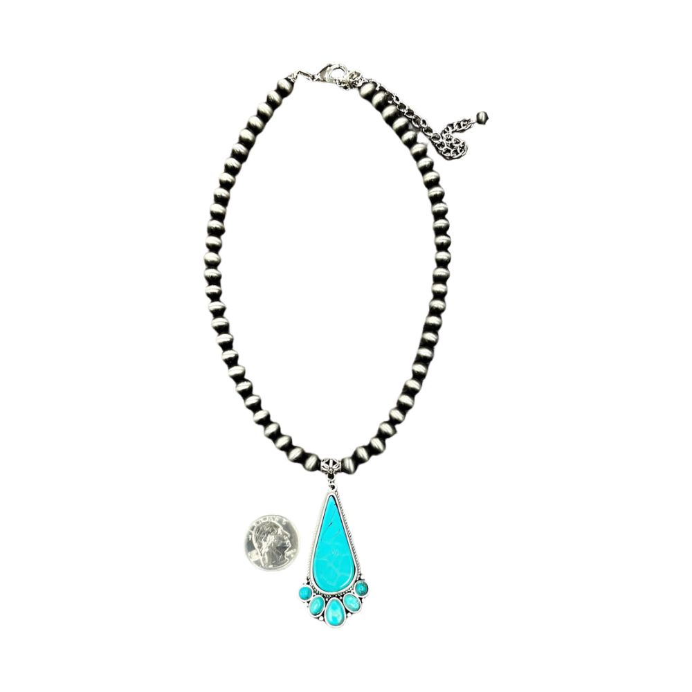 Women's Isac Navajo Pearl Turquoise Necklace 738029 - Crazy House Western Wear
