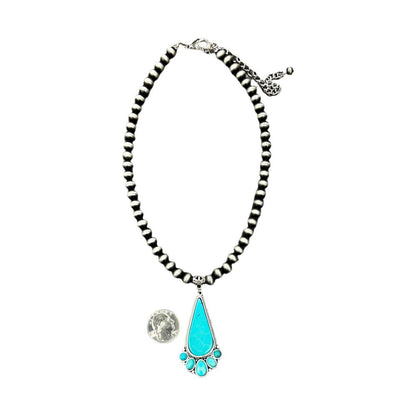 Women's Isac Navajo Pearl Turquoise Necklace 738029 - Crazy House Western Wear