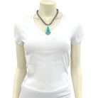 Women's Isac Navajo Pearl Turquoise Necklace 738029 - Crazy House Western Wear