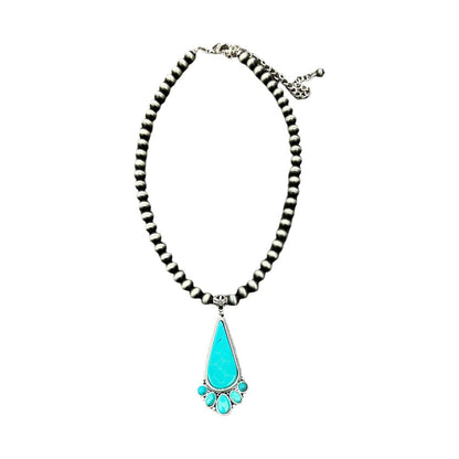 Women's Isac Navajo Pearl Turquoise Necklace 738029 - Crazy House Western Wear
