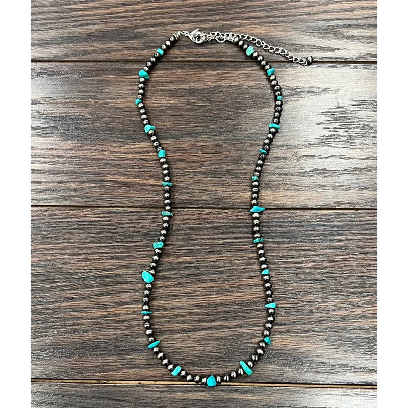Women's Isac 26" Handmade 6mm Polish Navajo Turquoise Necklace 738050