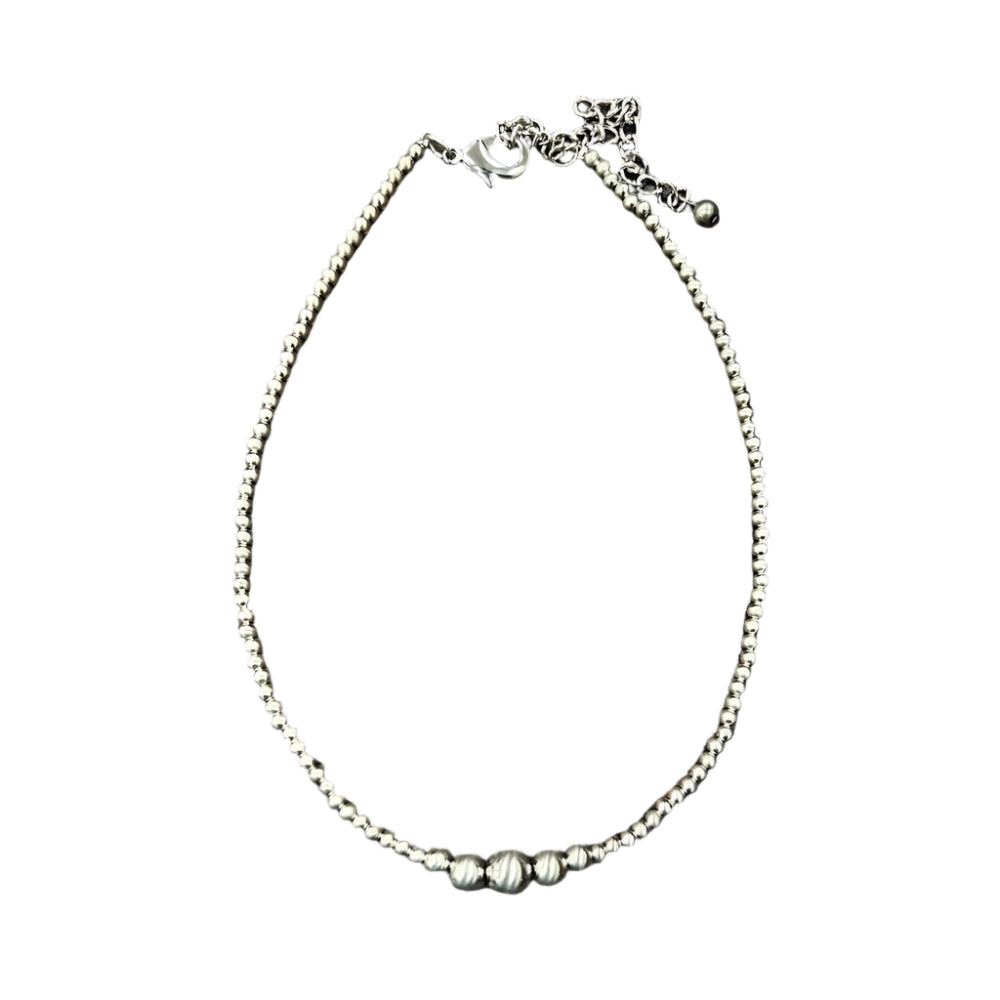 Women's Isac Handmade Silver Navajo Bead Necklace 738053 - Crazy House Western Wear