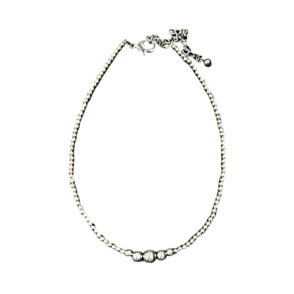 Women's Isac Handmade Silver Navajo Bead Necklace 738053 - Crazy House Western Wear