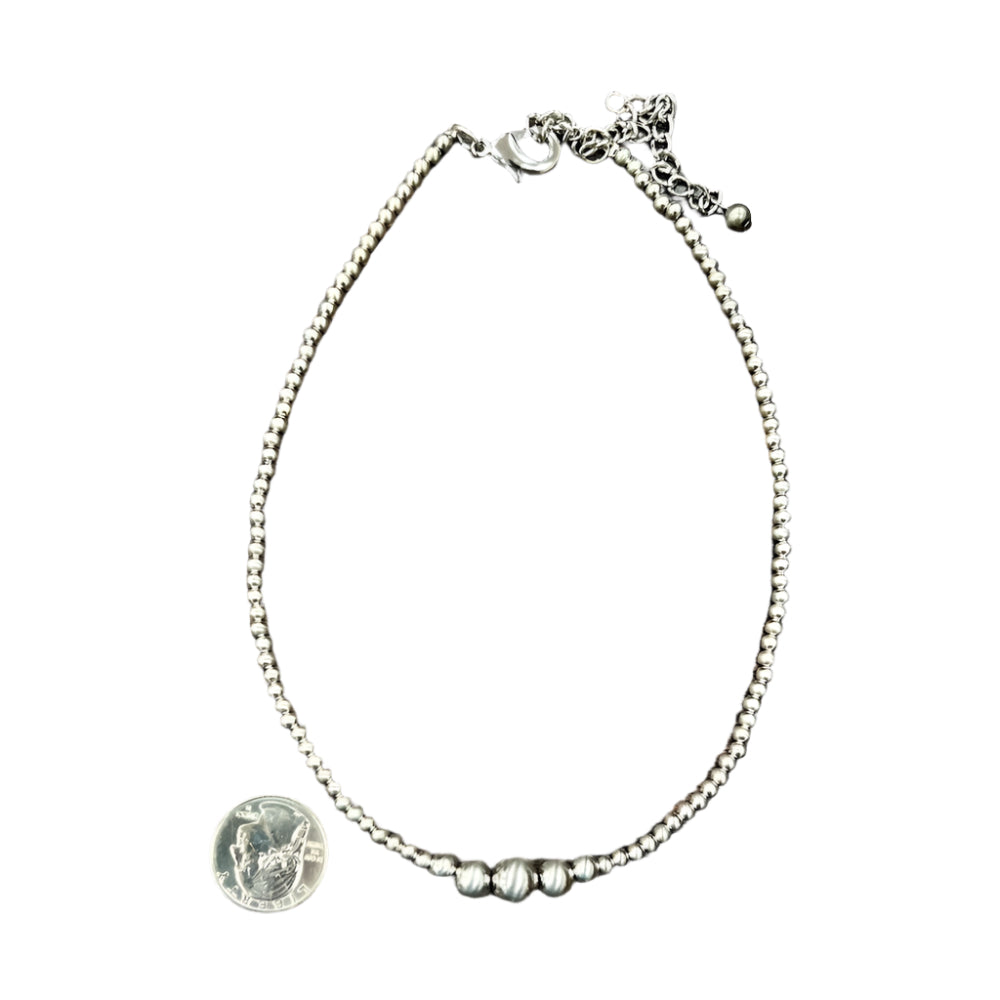Women's Isac Handmade Silver Navajo Bead Necklace 738053 - Crazy House Western Wear