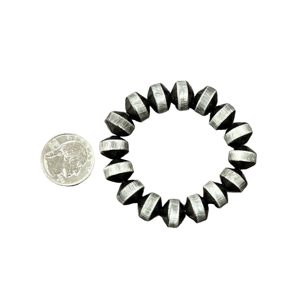 Women's Isac Handmade 12mm Navajo Bead Stretch Bracelet 