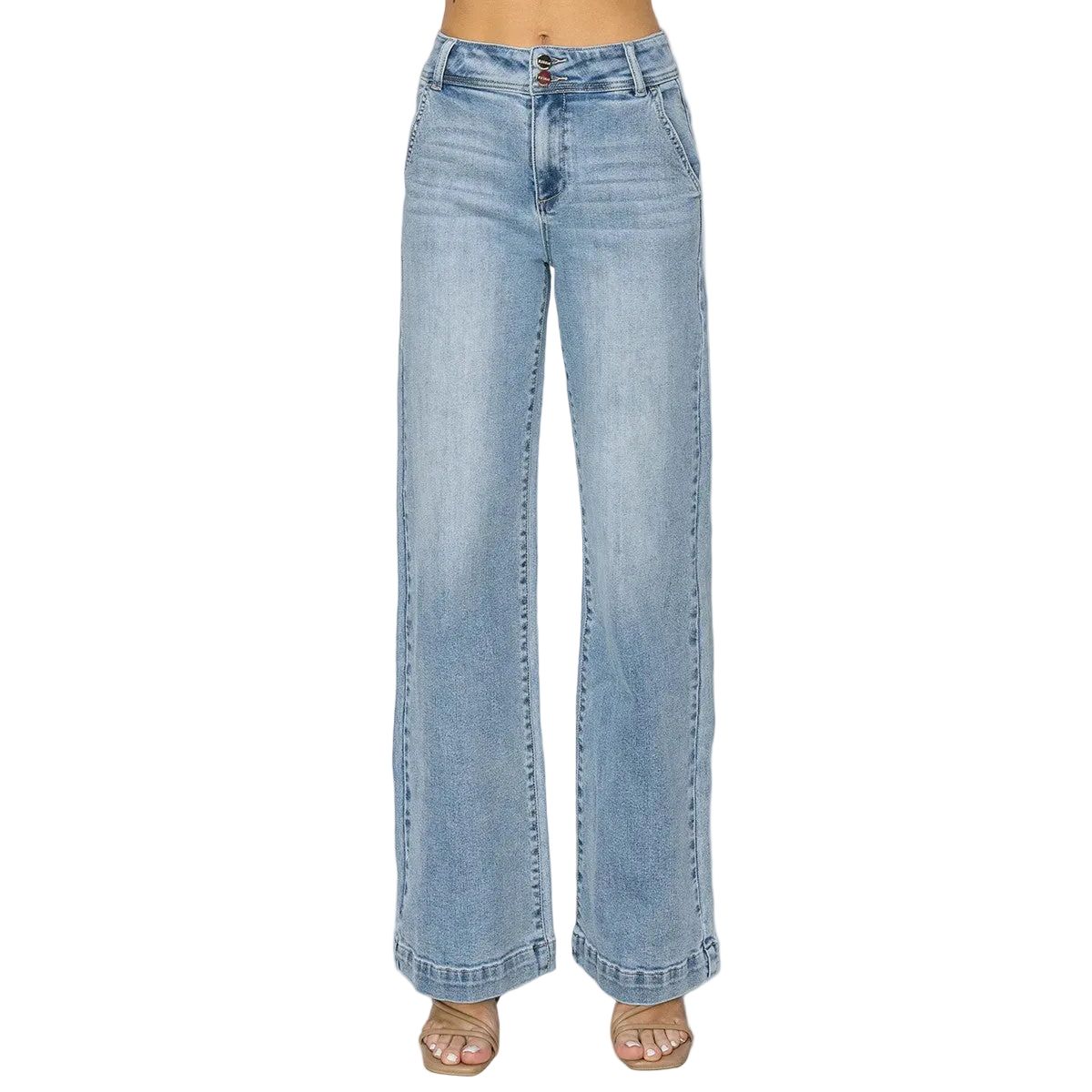 Women's Risen High Rise Double Button Wide Jeans RDP5765