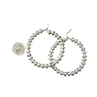 Women's Isac 2.5" Long Handmade Silver Navajo Bead Hoop Earrings 