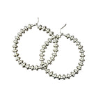Women's Isac 2.5" Long Handmade Silver Navajo Bead Hoop Earrings 