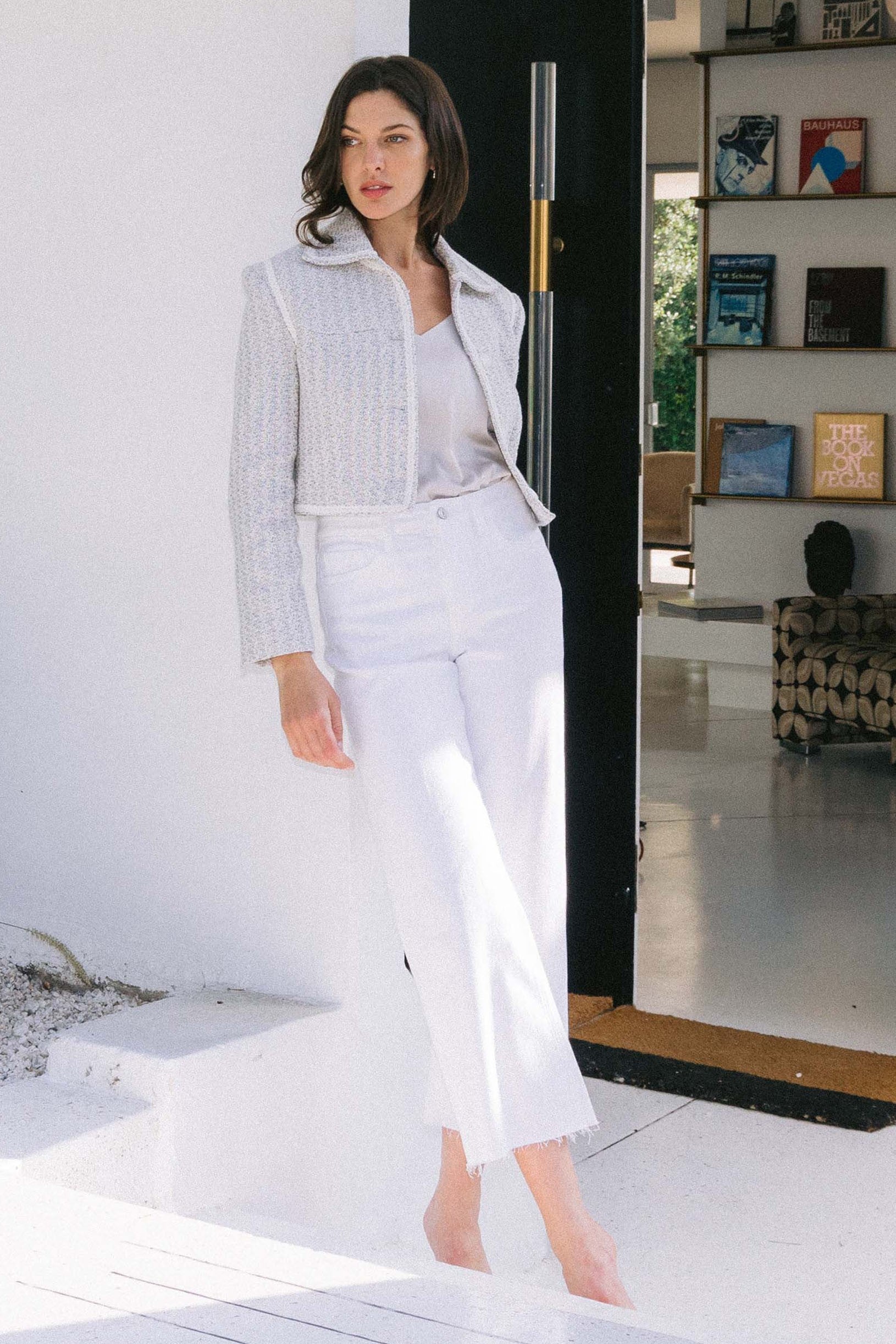Women's Vervet Optic White High Rise Crop Wide Leg Jeans T5894WH