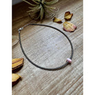 Bijoux Fab Sterling Silver Pearl Choker - Pink Conch Saucer Center - 14.5" CHO-STE-031-PIN