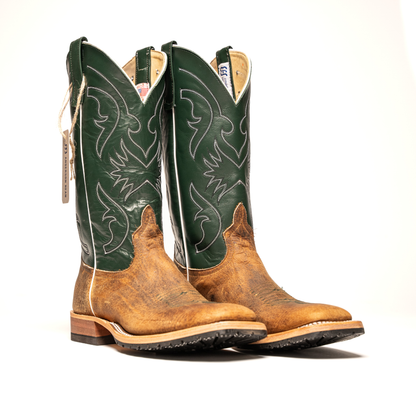 Anderson Bean Distressed Bison with 13" Green Glove Top - Crazy House Western Wear