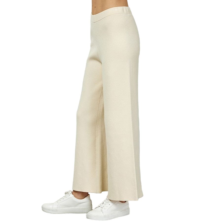 Women's Cream Cropped Wide Sweater Pants 