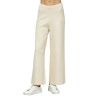 Women's Cream Cropped Wide Sweater Pants 