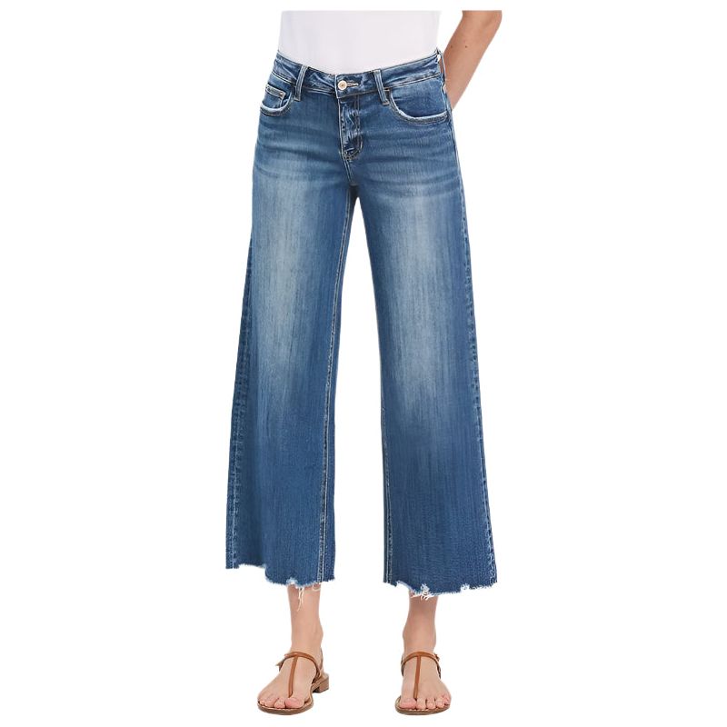 Women's Vervet Mid Rise Raw Hem Wide Leg Jeans LV1246 - Crazy House Western Wear