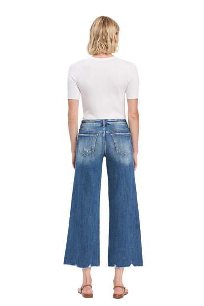 Vervet Mid Rise Raw Hem Wide Leg Jeans