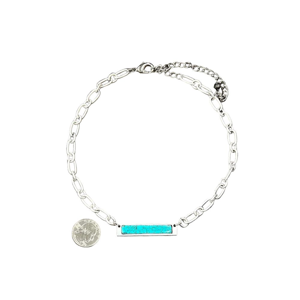 Women's Isac 15" to 20" Long Bar Turquoise Necklace 