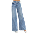 Women's High Waist Wide Leg Pintuck Detailed Jeans RDP5989