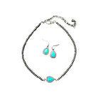 Women's Isac Handmade Navajo Turquoise Necklace Earrings Set 